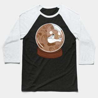 Cartoon Dog Trapped In Snow Globe Baseball T-Shirt